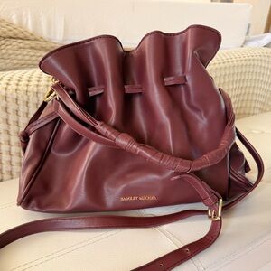 Badgley Mischka Burgundy Vegan Leather Drawstring Bag